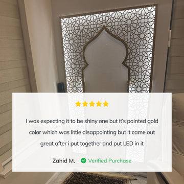 Metal Mihrab for Prayer Room with Islamic Calligraphy Set - Islamic Wall Art Store