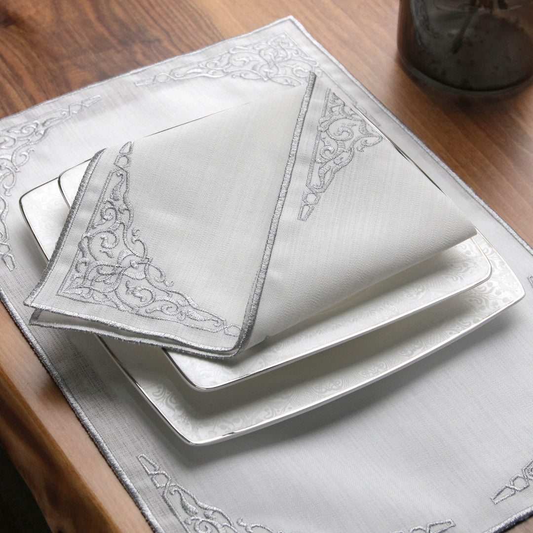 Ramadan Dining Set Barakah Floral Embroidery for 6 Persons 24 Piece Set