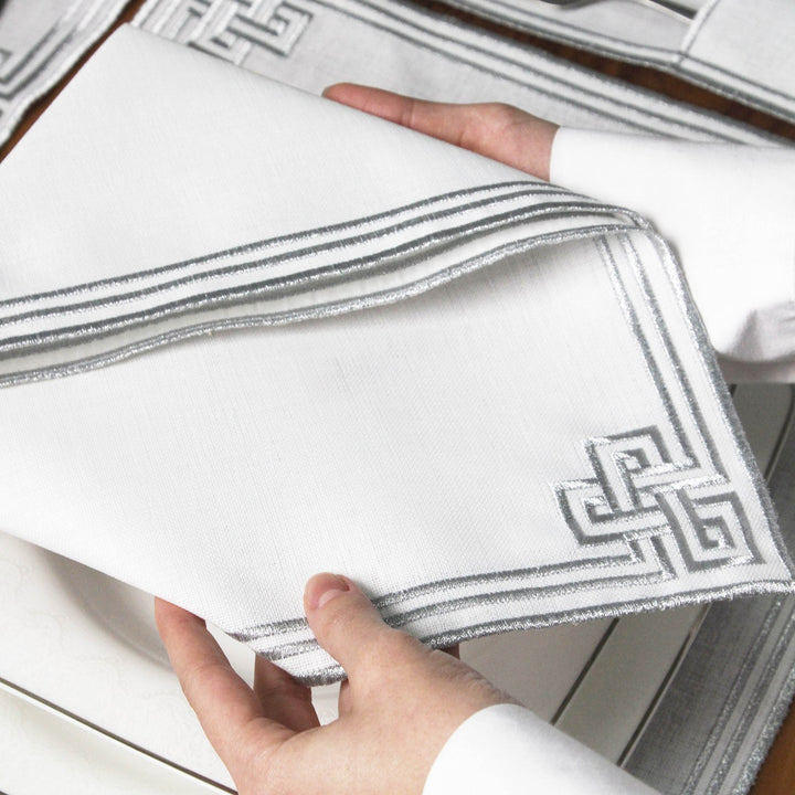 Ramadan Dining Set with Modern Geometric Meander Border for 6 Persons 24 Piece Set