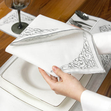 Ensemble de table Ramadan Barakah à broderie florale pour 6 personnes - 24 pièces
