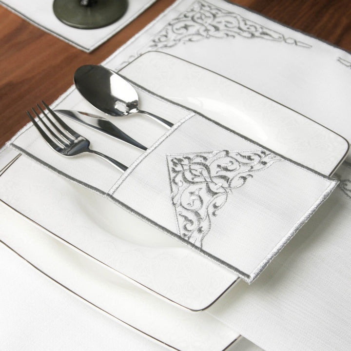 Ramadan Dining Set Barakah Floral Embroidery for 6 Persons 24 Piece Set