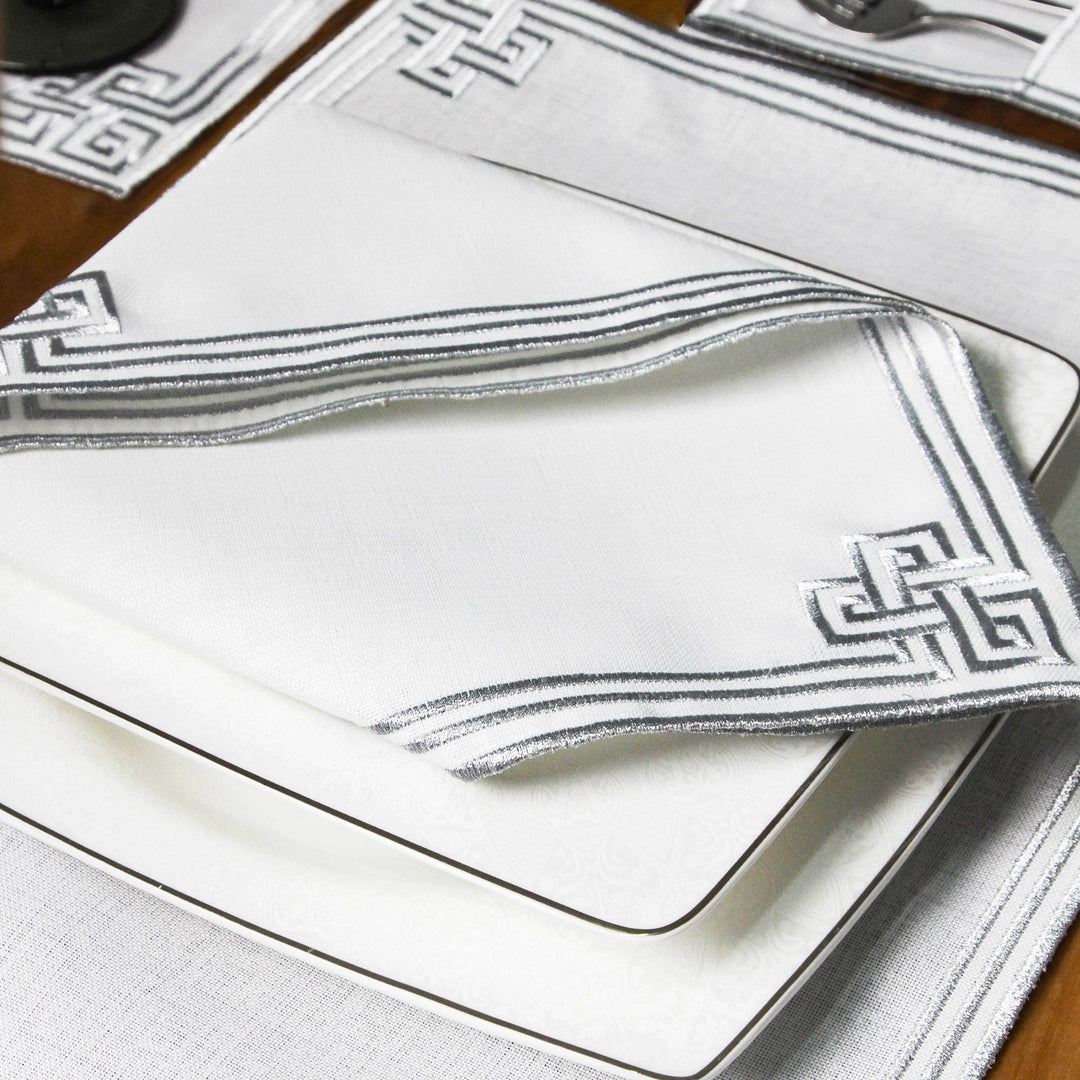 Ramadan Dining Set with Modern Geometric Meander Border for 6 Persons 24 Piece Set