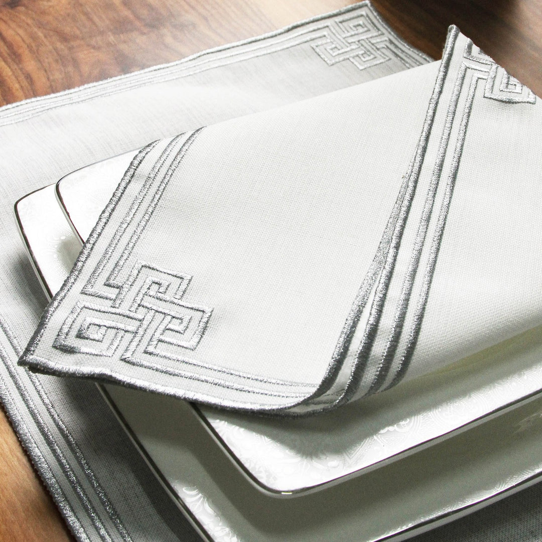 Ramadan Dining Set with Modern Geometric Meander Border for 6 Persons 24 Piece Set