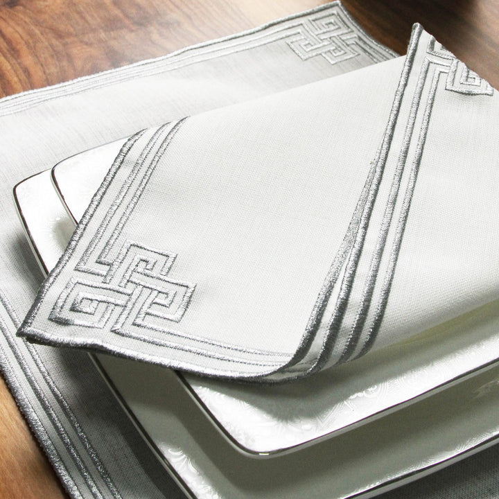 Ramadan Dining Set with Modern Geometric Meander Border for 6 Persons 24 Piece Set