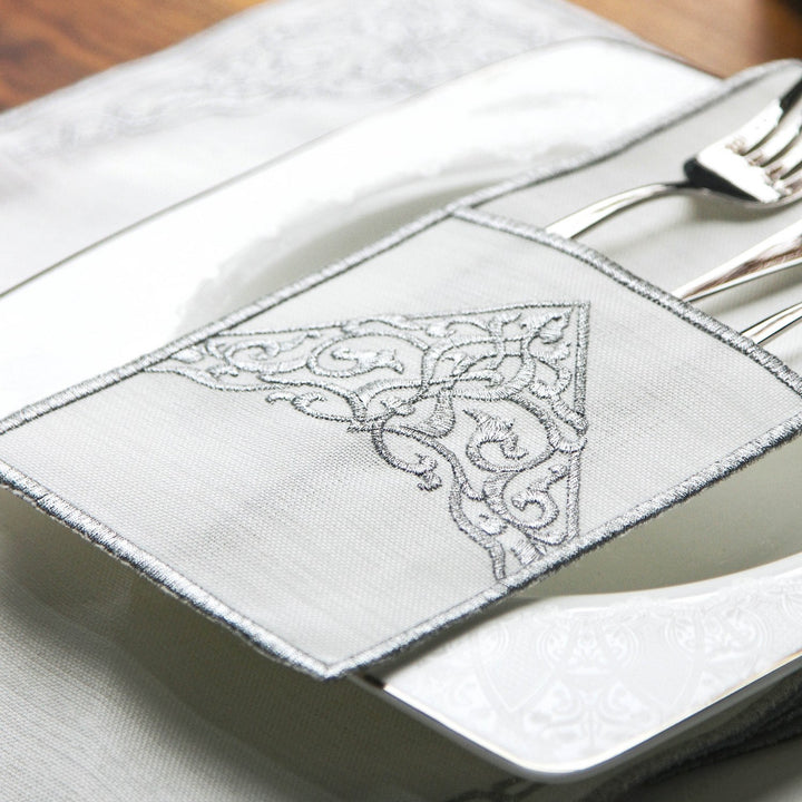 Ramadan Dining Set Barakah Floral Embroidery for 6 Persons 24 Piece Set