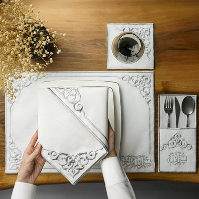 Ramadan Dining Set with Timeless Basmala Arabic Calligraphy for 6 Persons 24 Piece Set