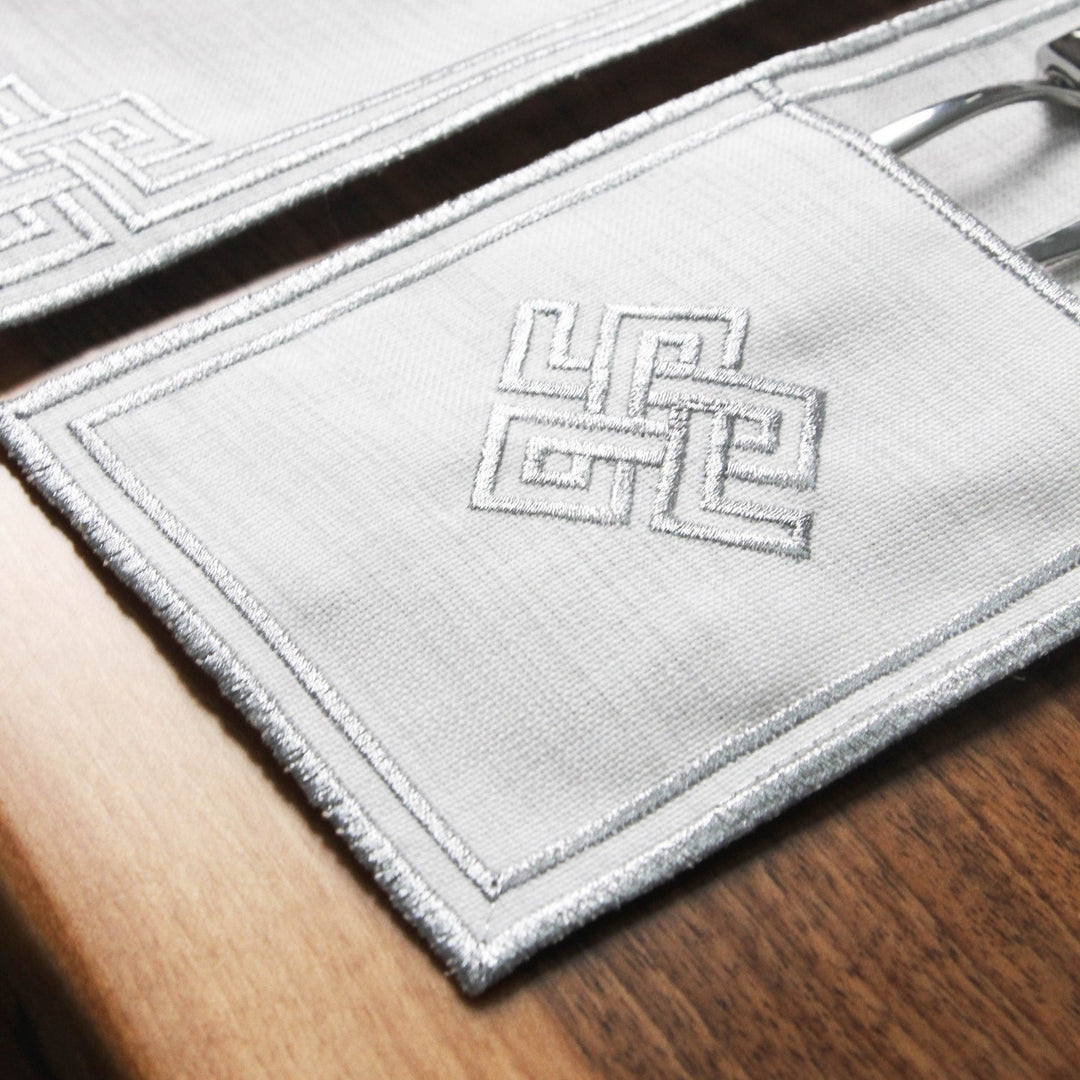 Ramadan Dining Set with Modern Geometric Meander Border for 6 Persons 24 Piece Set