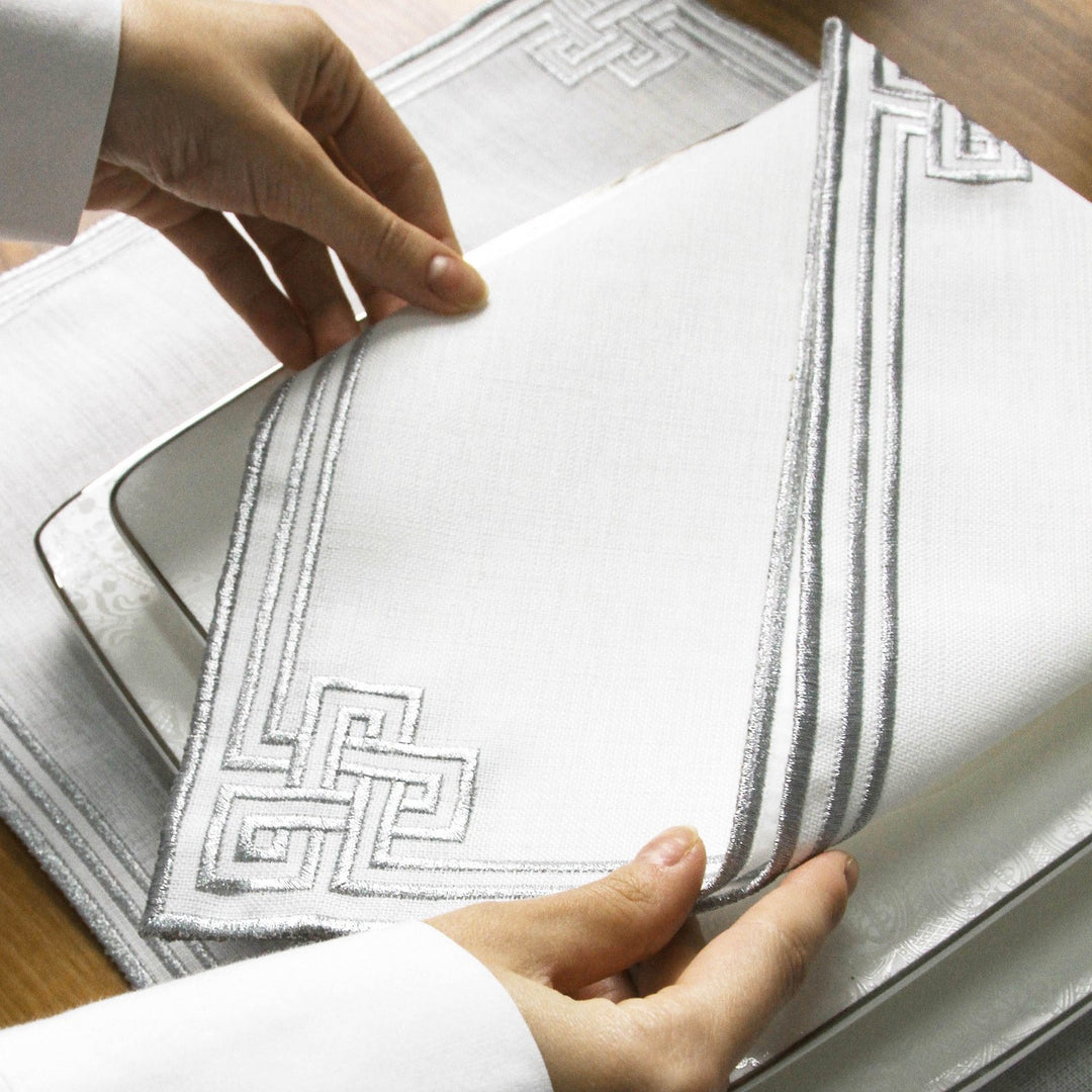 Ramadan Dining Set with Modern Geometric Meander Border for 6 Persons 24 Piece Set