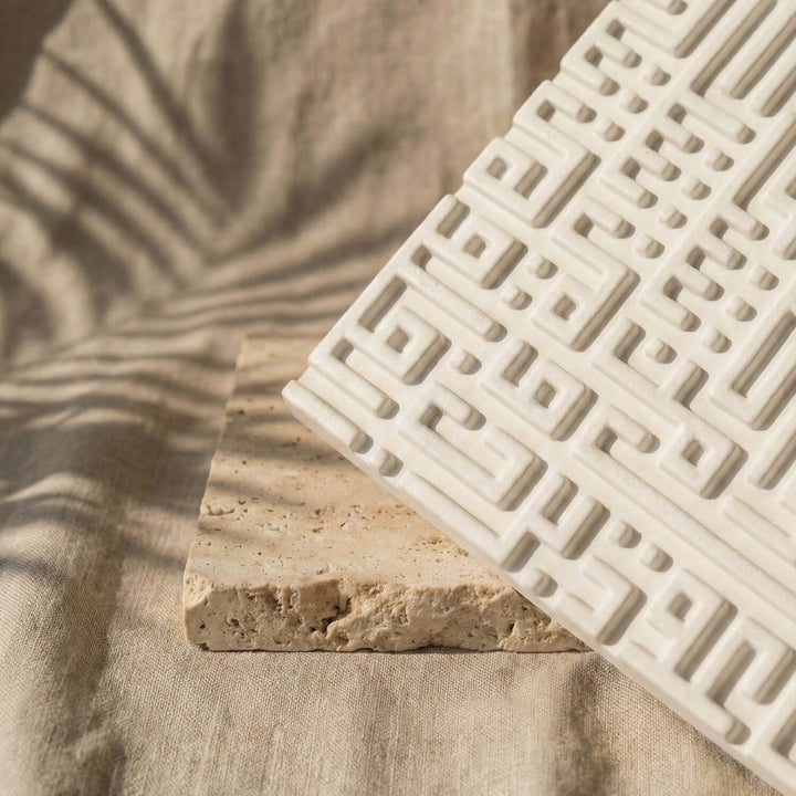 Set of 3 Kufic Islamic Home Decor – Ayatul Kursi, Falaq, Nas – Stone Relief Blocks