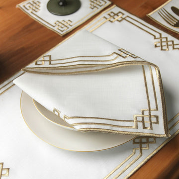 Ensemble de table Ramadan Nœud éternel à bordure géométrique pour 6 personnes - 24 pièces