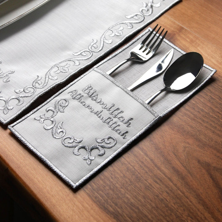 Ramadan Dining Set with Bismillah & Alhamdulillah Placemat Set for 6 Persons 24 Piece Set