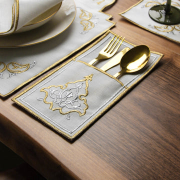 Ensemble de table Ramadan, sets de table en arche motif dôme, pour 6 personnes - 24 pièces
