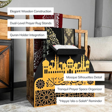 Wooden Prayer Rug and Mat Holder and Quran Stand - Islamic Wall Art Store