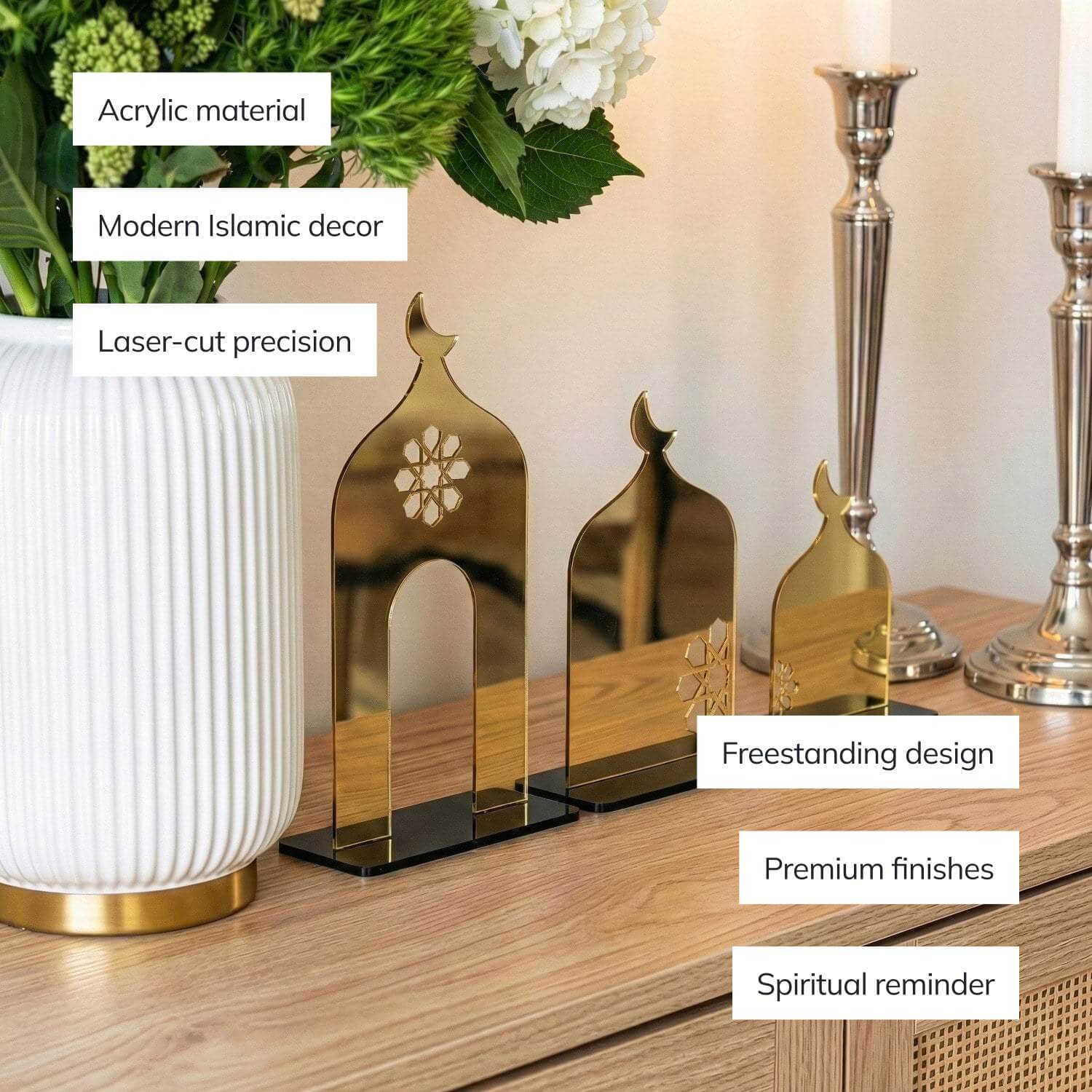 Acrylic Mosque Silhouette Stand | Islamic Table Decor & Ramadan Gift