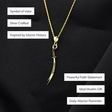 Collier épée Zulfiqar, bijoux musulmans - Pendentif islamique en argent 925