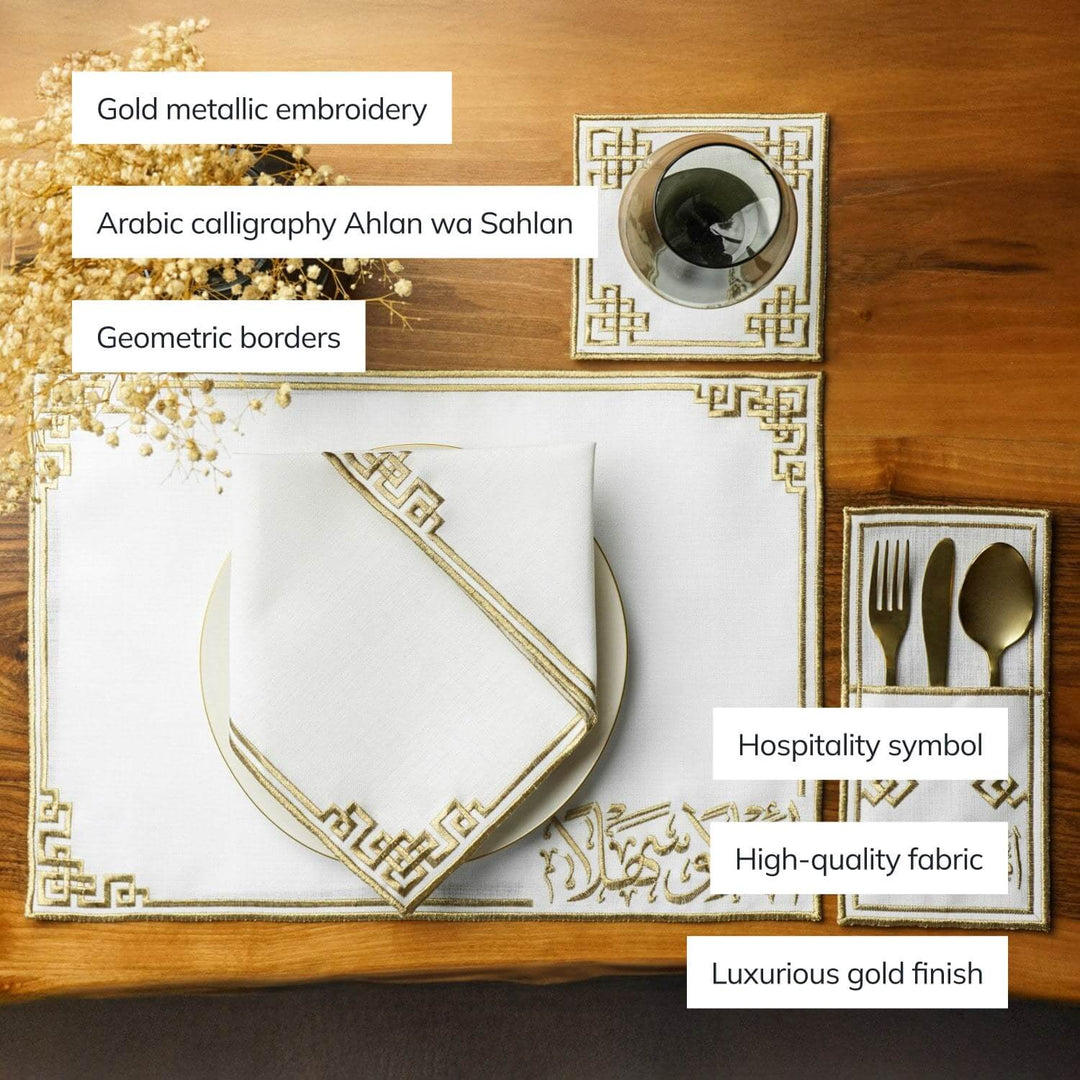 Ramadan Dining Set Ahlan wa Sahlan Welcome Calligraphy for 6 Persons 24 Piece Set