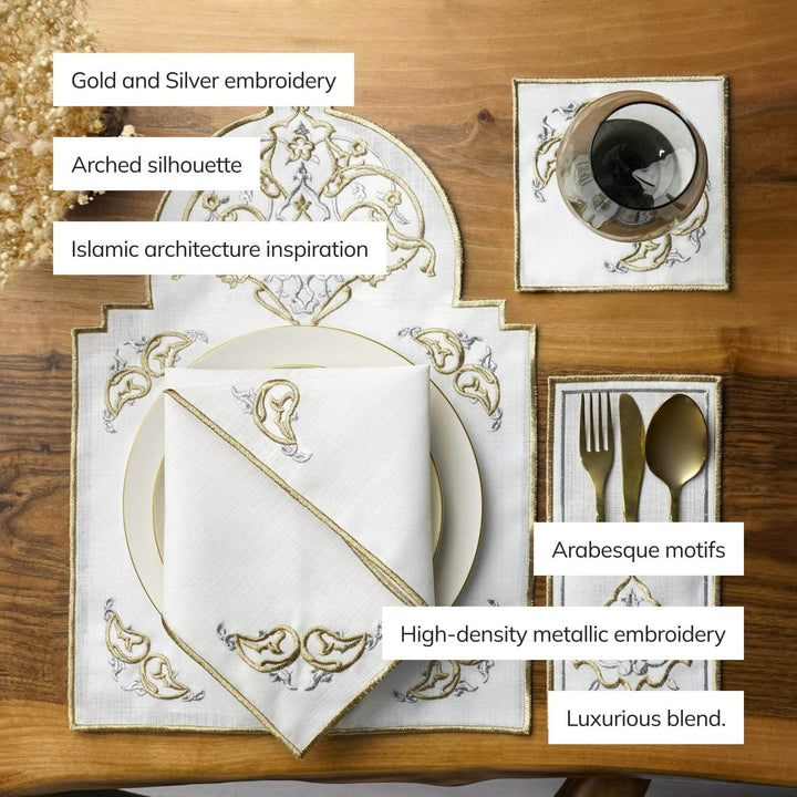 Ramadan Dining Set Dome Design Arched Placemat for 6 Persons 24 Piece Set