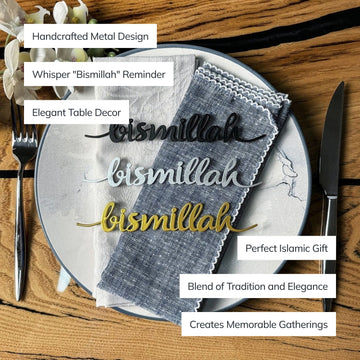Bismillah Metal Napkin Ornament Iftar & Eid Dinner Table Setting Decor - Islamic Wall Art Store