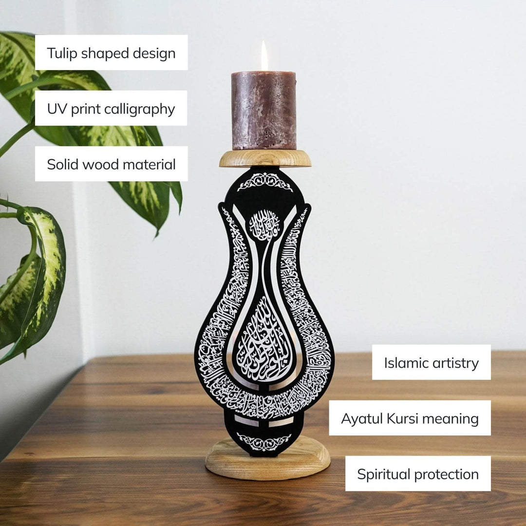 Ayatul Kursi Islamischer Kerzenhalter – Tulpenförmiges Design für elegante Dekoration