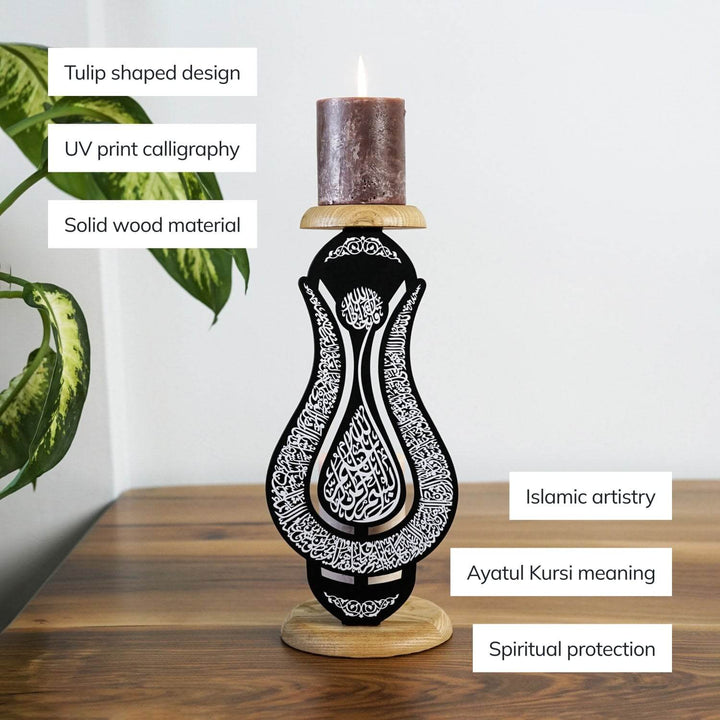 Ayatul Kursi Islamischer Kerzenhalter – Tulpenförmiges Design für elegante Dekoration