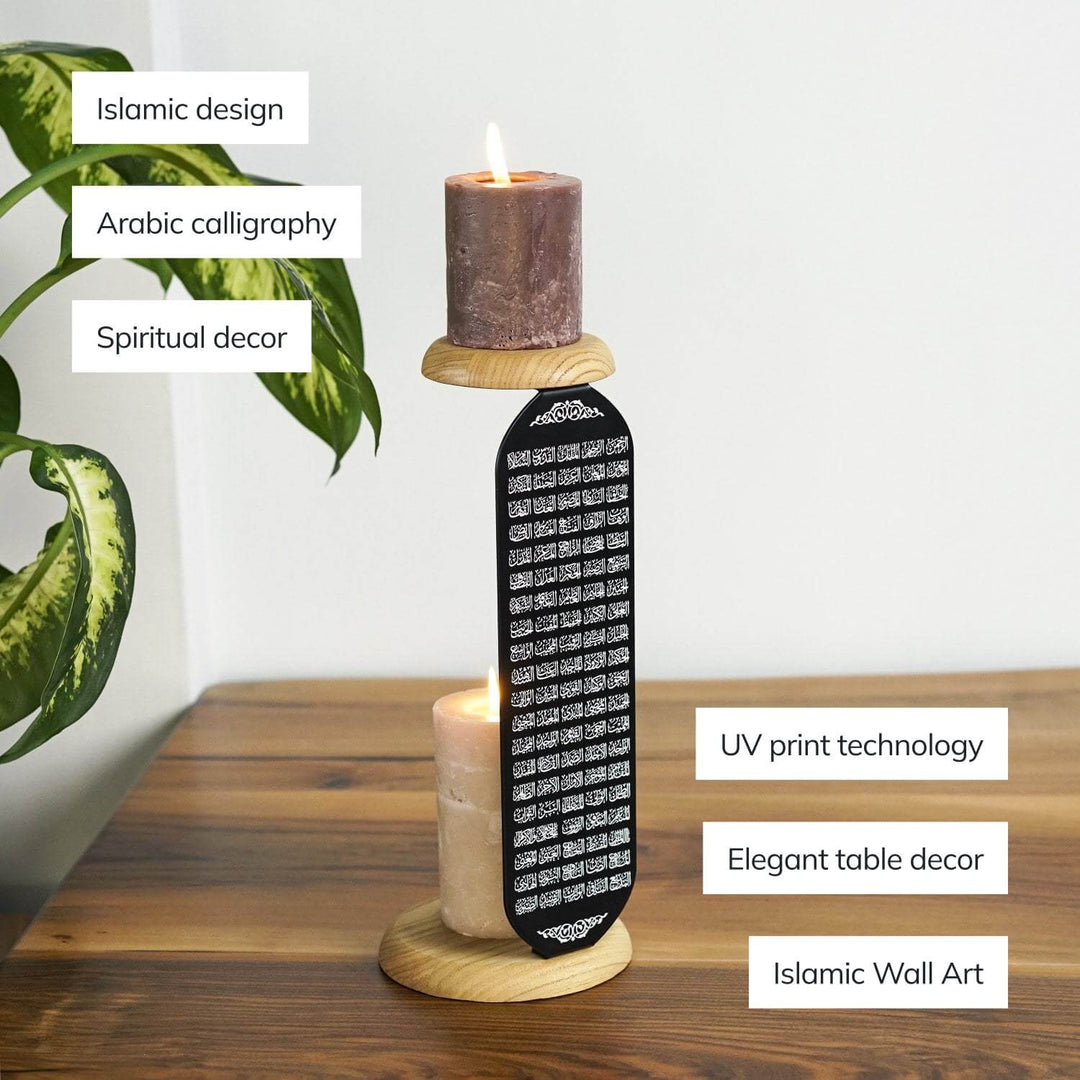 99 Names of Allah Islamic Candleholder – Elegant Spiritual Decor, Ramadan Gift