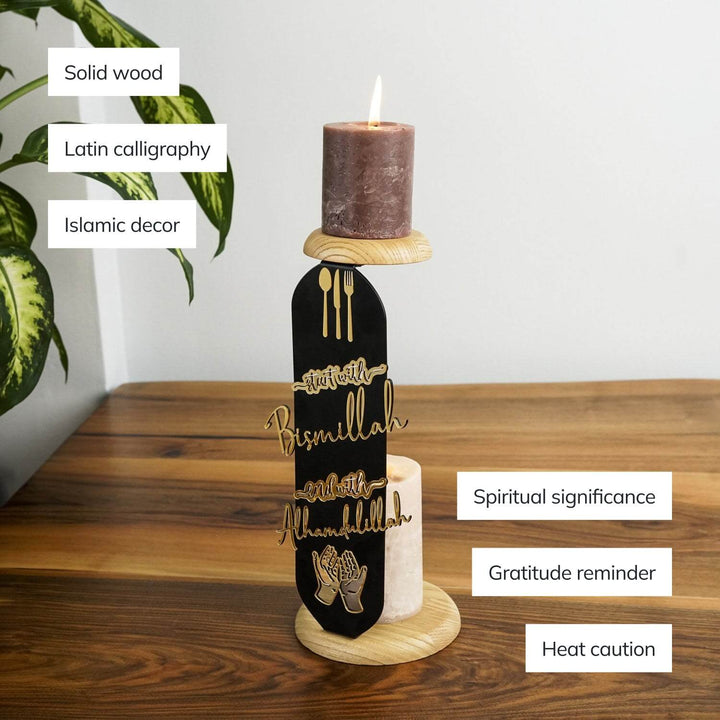 Dining Table Decor - Islamic Candleholder | Start with Bismillah, End with Alhamdulillah