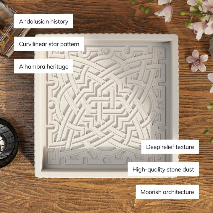 Alhambra Geometric Stone Relief – Curvilinear Star Pattern