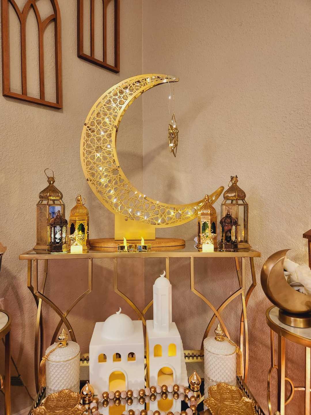 Décoration du Ramadan croissant de lune et étoile - Déco d'intérieur islamique en métal