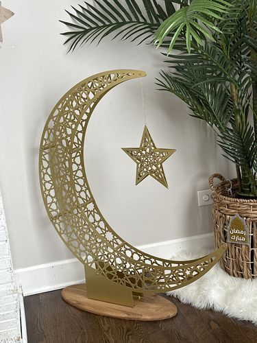 Décoration du Ramadan croissant de lune et étoile - Déco d'intérieur islamique en métal