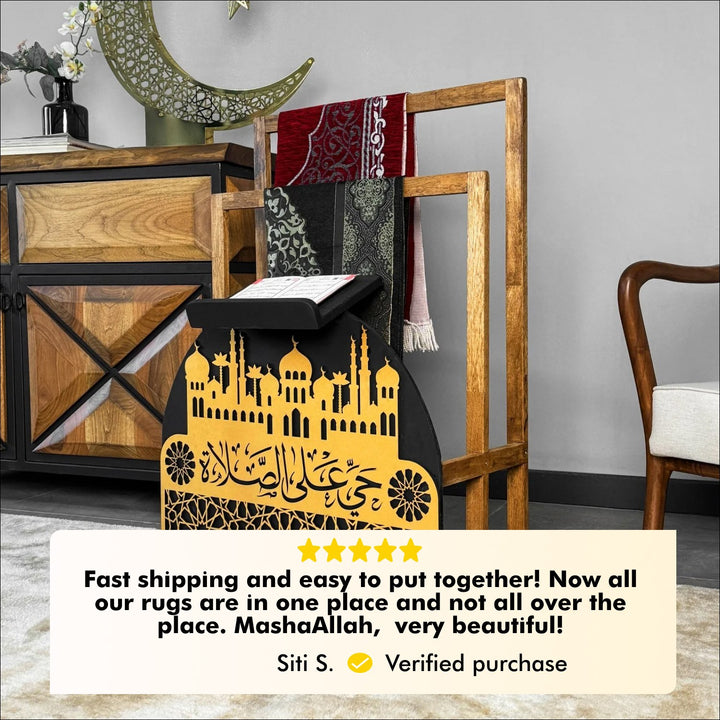 Wooden Prayer Rug Holder and Stand