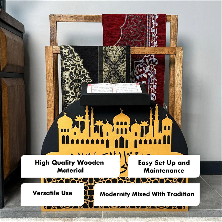 Wooden Prayer Rug Holder and Stand