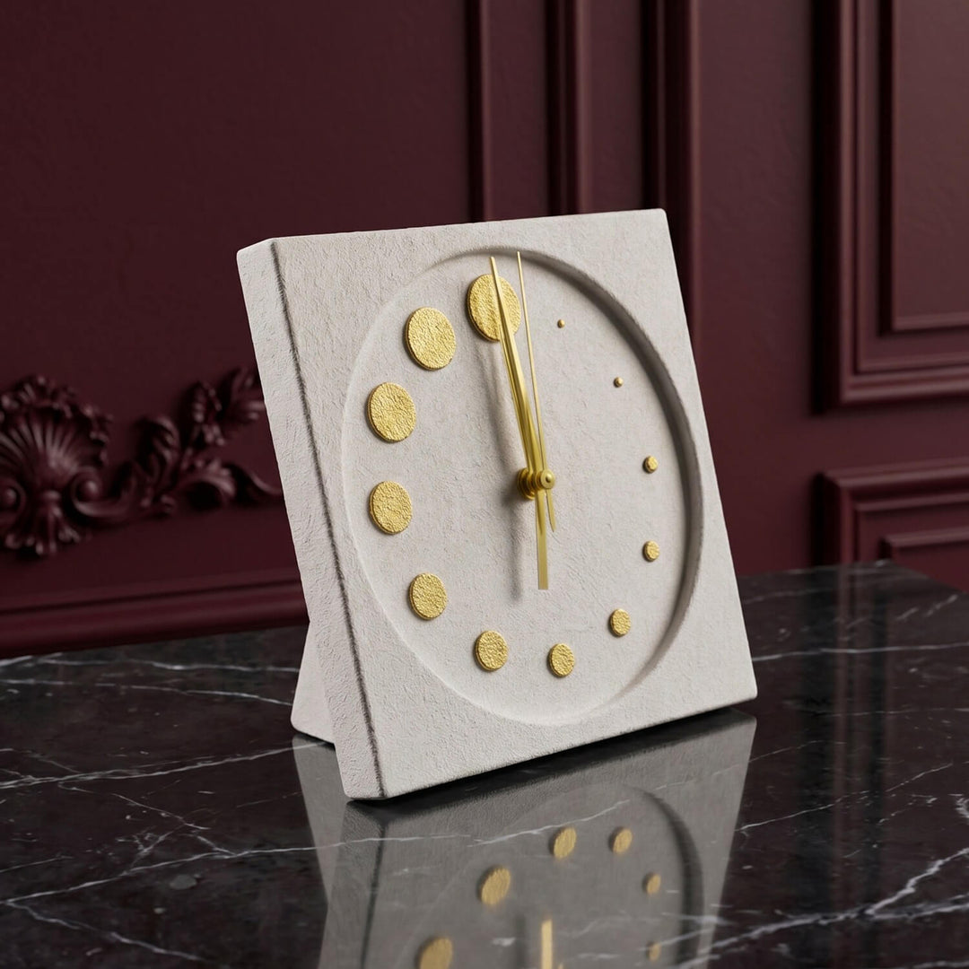 Circles Stone Desktop Clock Premium Decor