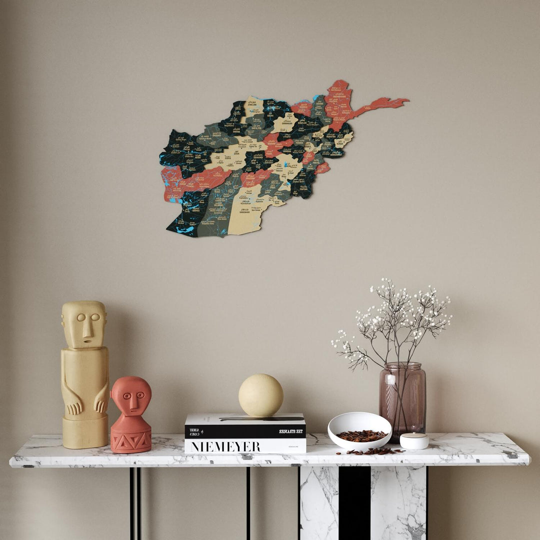 Afghanistan Wooden Wall Map 3D Country Decor