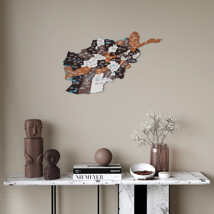 Afghanistan Wooden Wall Map 3D Country Decor