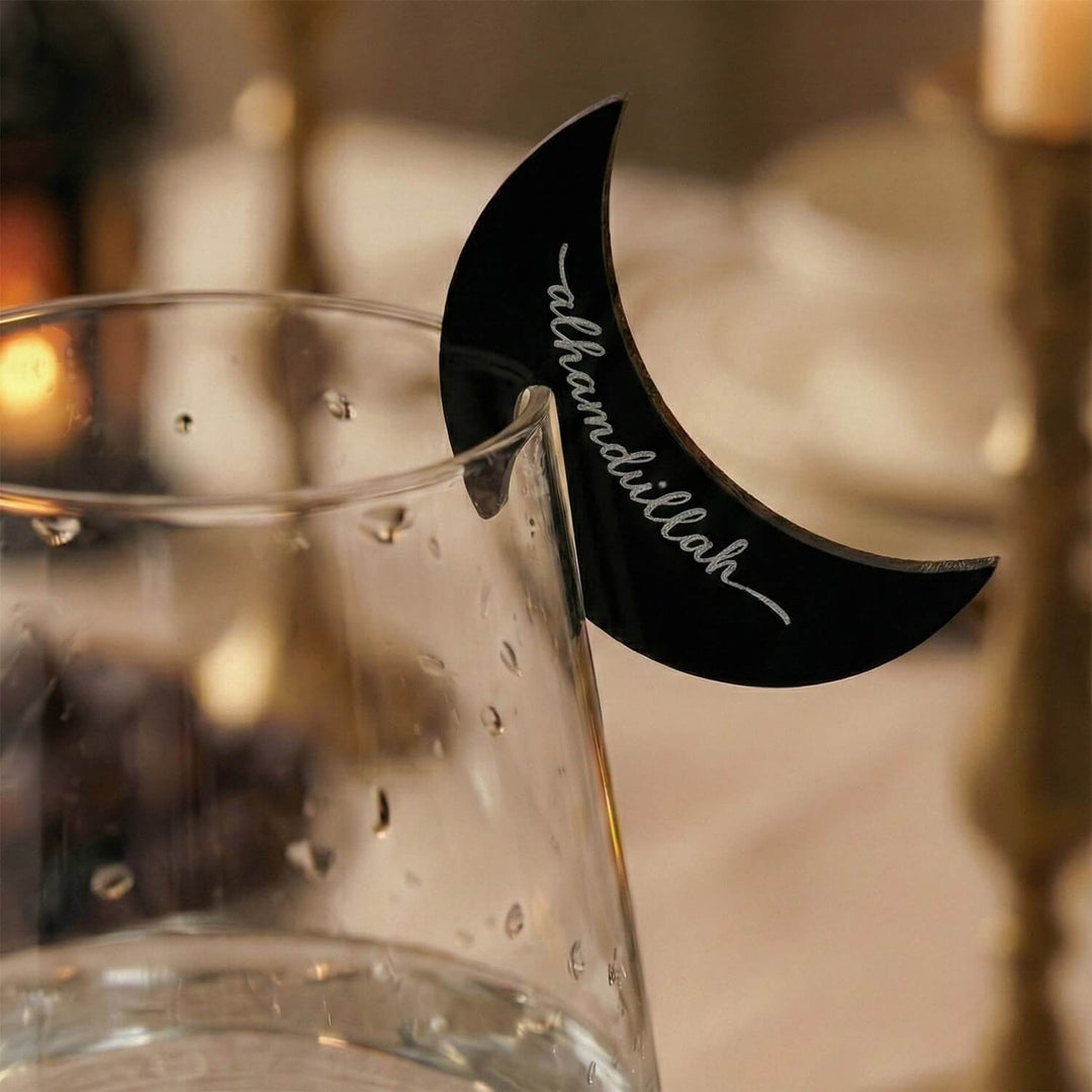 Crescent Moon Acrylic Drink Markers – Islamic Glass Charms