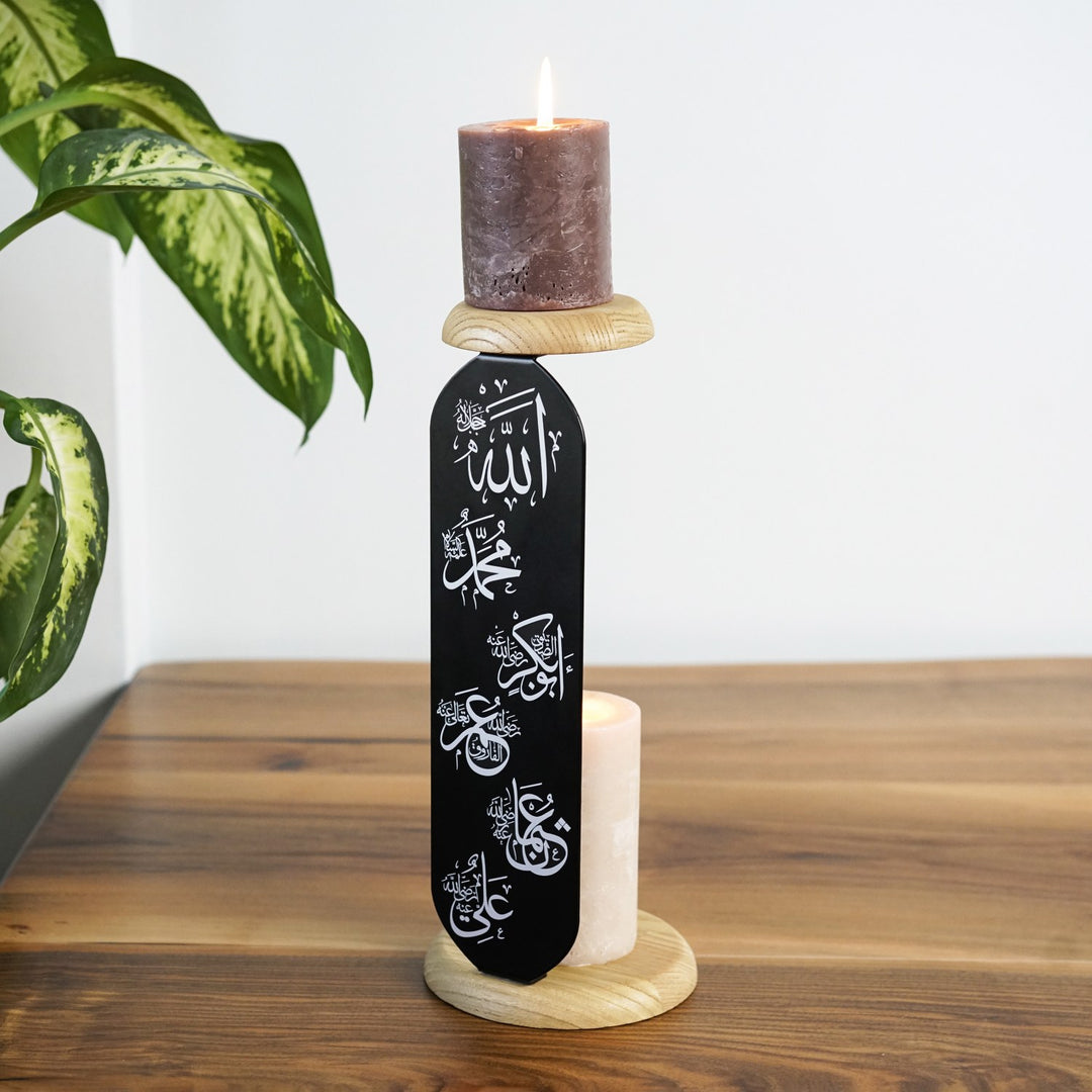 allah-swt-muhammad-pbuh-rashidun-caliphs-islamic-candleholder-table-decor-black-modern-islamic-artistry-islamicwallartstore