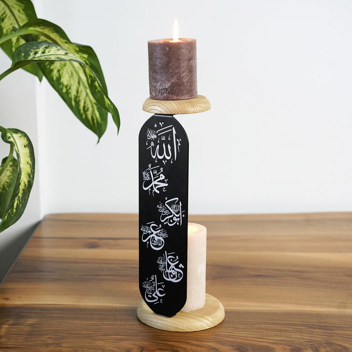 allah-swt-muhammad-pbuh-rashidun-caliphs-islamic-candleholder-table-decor-black-modern-islamic-artistry-islamicwallartstore