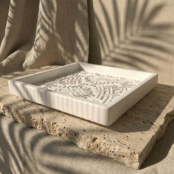 Relief géométrique de l'Alhambra en pierre – Motif d'étoile curviligne