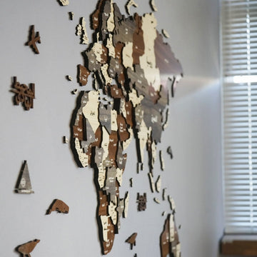 Arabic 3D Wooden World Map - Arabic Wall Art Decor - Islamic Wall Art Store