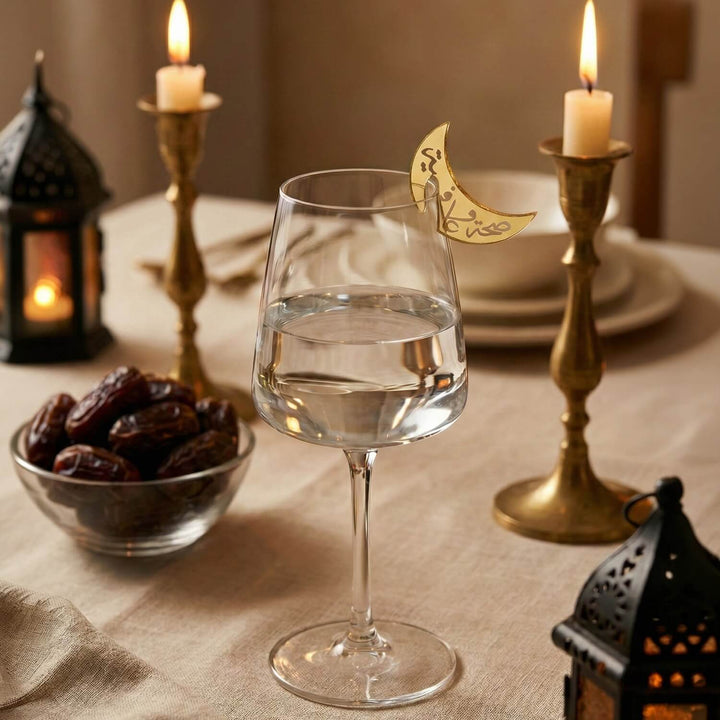 Crescent Moon Acrylic Drink Markers – Islamic Glass Charms