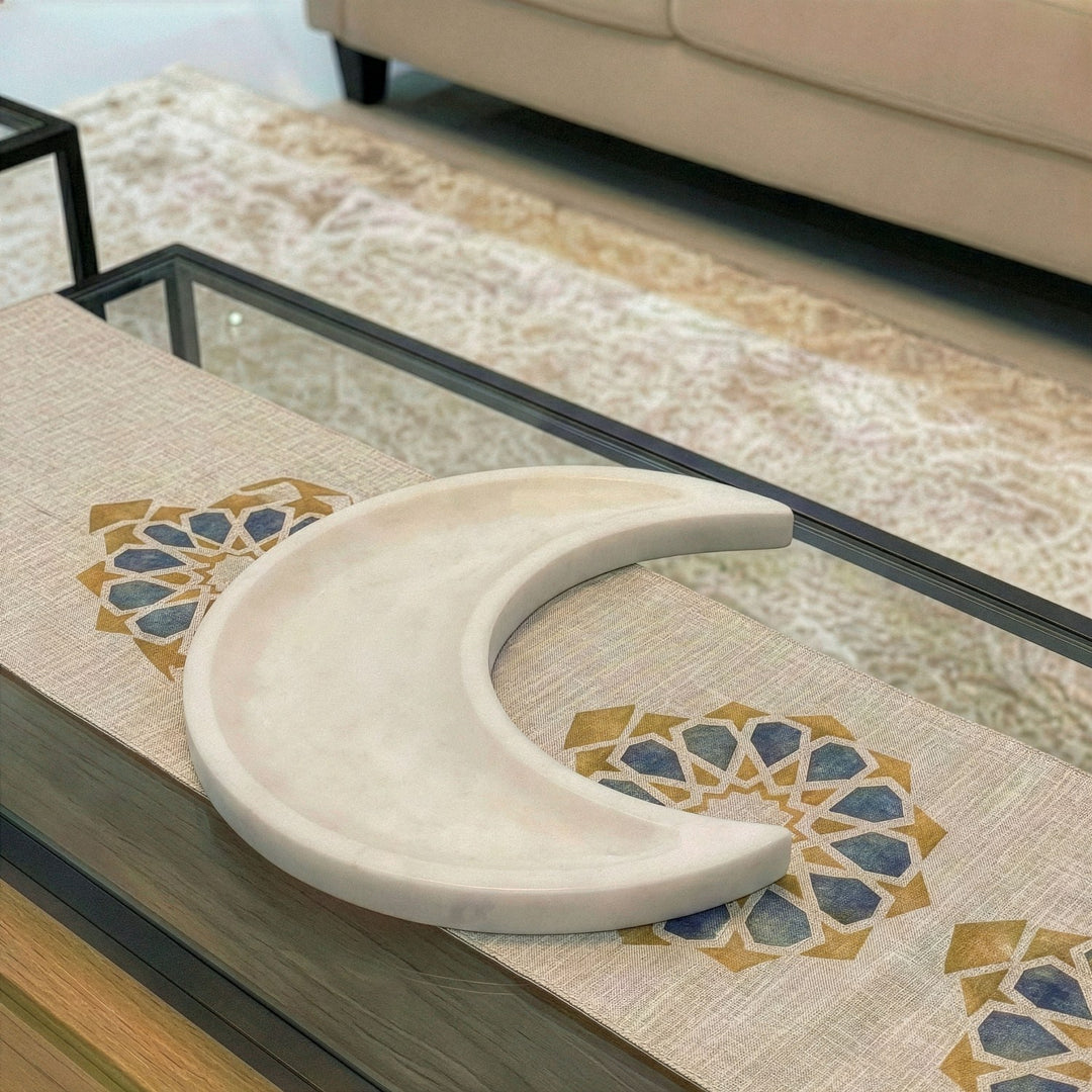 Real Marble Crescent Moon Tray – Natural Stone Serving Platter