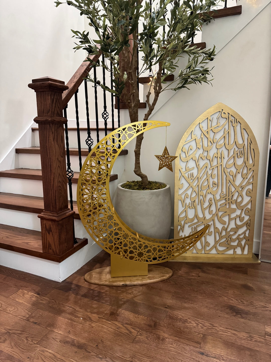 Décoration du Ramadan croissant de lune et étoile - Déco d'intérieur islamique en métal