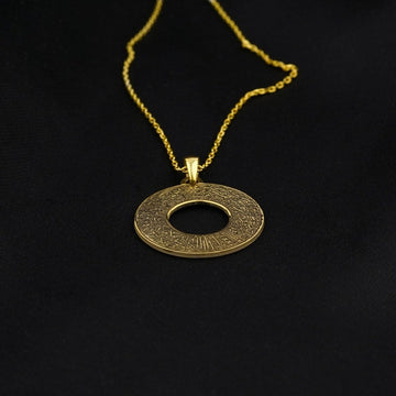 Ayatul Kursi Circle Muslim Jewelry - 18K Gold Plated Silver Pendant - Islamic Wall Art Store