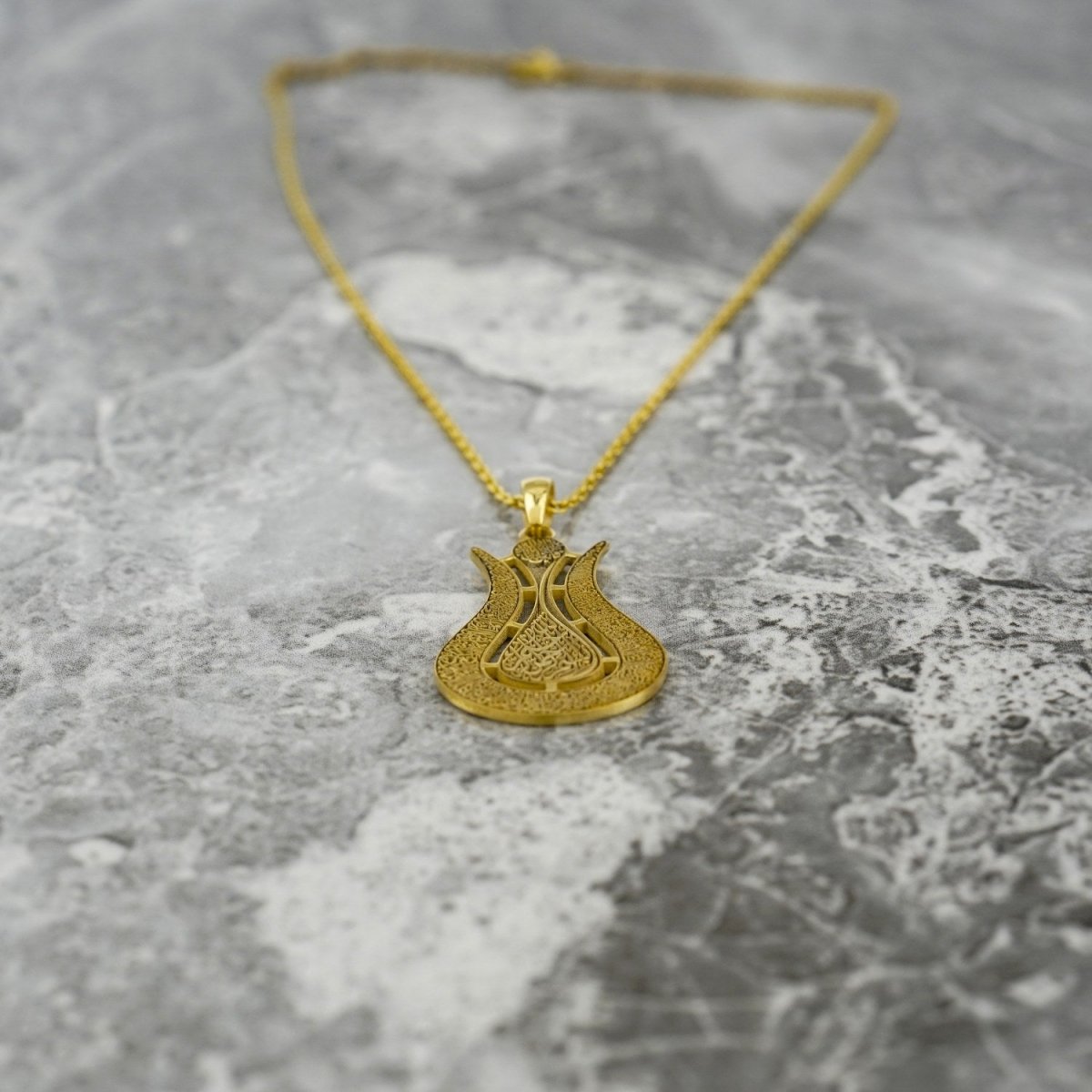 18K　ネックレス　イスラム教典　アヤトゥルクルシ Ayatul Kursi Tulip Muslim Jewelry