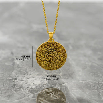 Ayatul Kursi Necklace - Islamic Calligraphy 18K Gold Plated Silver Pendant - Islamic Wall Art Store