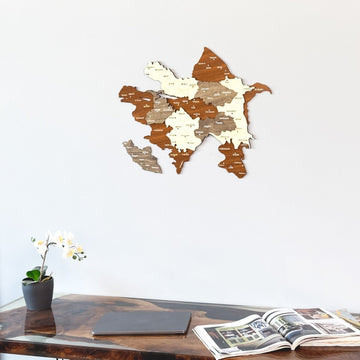 Azerbaijan Wooden Wall Map Islamic Wall Art Decor - Islamic Wall Art Store