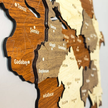 Azerbaijan Wooden Wall Map Islamic Wall Art Decor - Islamic Wall Art Store
