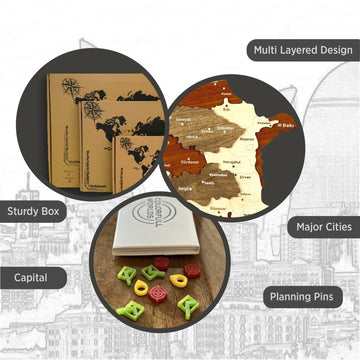 Azerbaijan Wooden Wall Map Islamic Wall Art Decor - Islamic Wall Art Store