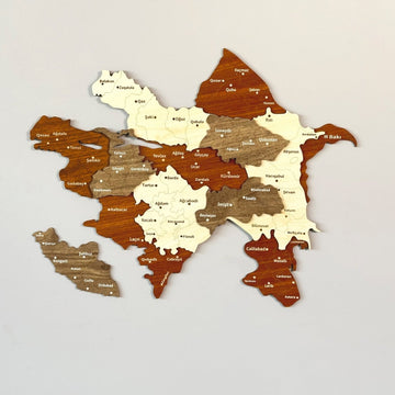 Azerbaijan Wooden Wall Map Islamic Wall Art Decor - Islamic Wall Art Store