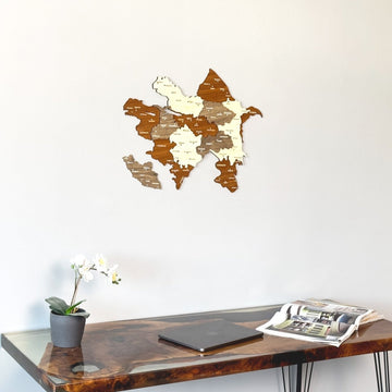 Azerbaijan Wooden Wall Map Islamic Wall Art Decor - Islamic Wall Art Store